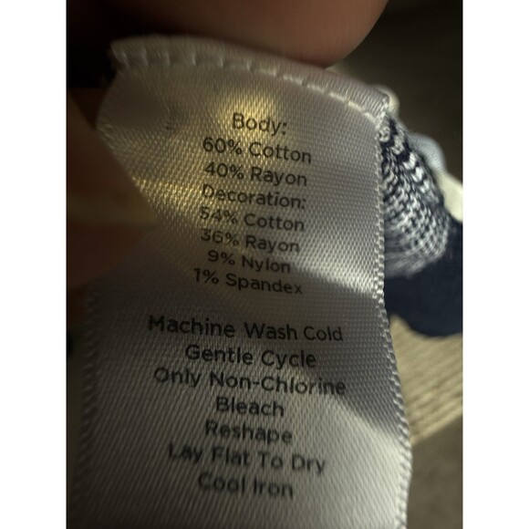 Talbots Collection Cardigan Womens Large Blue Pin Stripe Lightweight - Picture 8 of 8